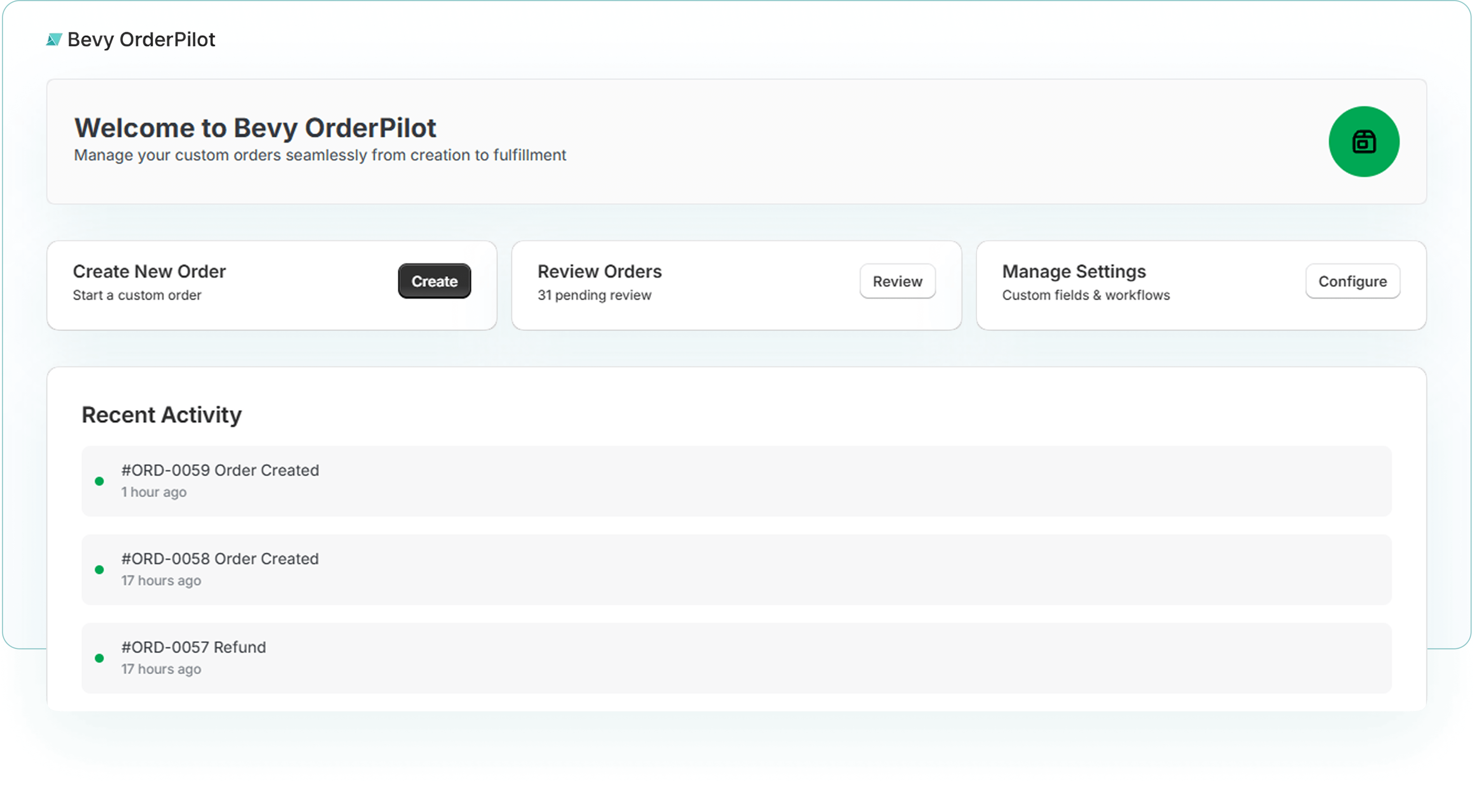 Order Pilot Dashboard