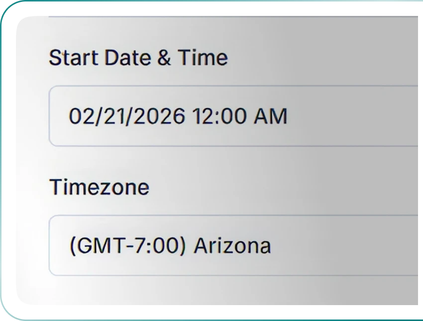 Scheduled sale start date, time and timezone settings